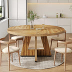 LITTLE TREE Round Dining Table for 4-6 People, 47 Inches Dining Room Table with Wooden Pedestal Base, Modern Dinner Table, Circle Kitchen Tables for Dining Room, Kitchen, Living Room(Table Only)
