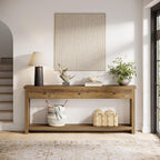 Tribesigns 70.9-Inch Extra Long Entryway Table with 3 Drawers, Sofa Console Table with Open Storage Shelves, Wooden Couch Foyer Tables for Living Room Hallway Entrance