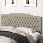 King Headboard Only, Upholstered Headboard King for Adjustable Bed Linen Tufted Calking Size Wall Mounted Head Board with Solid Wood Legs Head Board, Linen