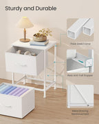 SONGMICS Dresser for Bedroom, Chest of Drawers, Nightstand, Steel, MDF, 2 Non-Woven Fabric Drawers, Storage Organizer Unit, Closet, Entryway, Cloud White and Snow White ULGS312W01S
