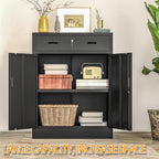 Metal Storage Cabinet, 36 Inch Tall Metal Storage Cabinet with Doors and Shelves, Pantry Cabinets with Drawer for Kitchen Storage, Garage Cabinet for Living, Dining Room, Assemble Required.