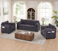 Sofa Set for Living Room Corduroy Couch Sets 3 Seater and Single Chair, Sofas for Apartment and Small Spaces .(Grey, Sofa Set)