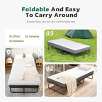 Greenvelly Folding Bed with Mattress,75" x 31" Foldable Beds for Adults, Roll Away-Bed with Mattress and Metal Frame for Home Office,Guest,Living Room