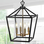 JONATHAN Y JYL7436D Pagoda Lantern Dimmable Adjustable Metal LED Pendant Classic Traditional Farmhouse Dining Room Living Room Kitchen Foyer Bedroom Hallway, 12 in, Oil Rubbed Bronze/Brass Gold