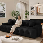 114'' Oversized Sectional Couches for Living Room Boneless Modular Sectional Sofa Plush Cloud Modular Couch Modern Sectionals with Deep Seat, No Assembly Required, 3 Seater, Black