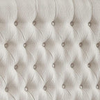 24KF Upholstered Tufted Button Linen Fabric Headboard,Comfortable Fashional Headboard Queen/Full Size,Ivory