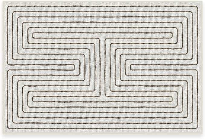 RUGGABLE x Jonathan Adler Machine Washable Modern Area Rug– Labyrinth Camel/Ivory 2x3, Stain-Resistant, Non-Slip – Small Rugs for Living Room, Bedroom, Hallway, Entryway & Bathroom–with Cushioned Pad