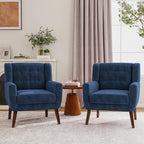 Lumibee Accent Chairs Set of 2, Velevet Fabric Armchairs for Living Room, Comfy Upholstered Arm Chairs Tufted for Indoor Bedroom Office Room (Royal Blue Velvet)