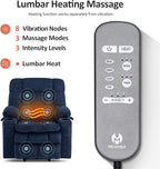 MCombo Dual Motor Power Lift Recliner Chair for Elderly, Lay Flat Lift Chair with Heat and Massage, Petite Lift Chair, Cup Holders, USB A&C Ports, Fabric 7893 (Small, Navy Blue)