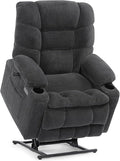 EONIX Dual Motor Wide Power Lift Recliner Chair for Elderly, Oversized Lay Flat Lift Chair with Heat and Massage and Cup Holders, 400lbs Heavy Duty Big and Tall Lift Recliner, Dark Grey Grey