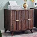 T4TREAM Fluted File Cabinet, 30" Lateral File Cabinet w/Files Hanging Rod for Letter/Legal/A4, Large Tabletop for Printer, Wood Filing Cabinets for Home Office, Walnut