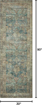 Loloi Magnolia Home by Joanna Gaines Banks Collection BAN-01 Ocean/Spice 2'-6" x 7'-6", .13" Pile Height, Machine Washable, Runner Rug
