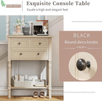 Knocbel Slim Antique Entry Console Table with 3 Drawers & Bottom Open Shelf, Solid Wood Narrow Sofa Couch Table for Entryway Hallway Living Room 23.7" W x 13" D x 31.4" H Beige