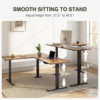BANTI L-Shaped Standing Desk - 63 x 55 Inch Adjustable Corner Standing Desk with Charging Station - L Shape Sit Stand Table with Memory Controller, Splice Board for Home Office