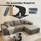 107.5" Cloud Modular Sectional Sofa Couch with L-Shape Chaise,Modern Minimalist Upholstered Couches for Living Room Bedroom,Deep Seat Corner Couch，No Assembly Required (Camel,Right Facing Chaise)