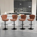Bar Stools Set of 2, Faux Leather Bar Chairs,Upholstered Counter Height with High Backrest for Kitchen Island,Light Brown