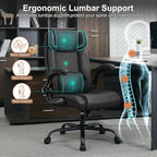 Office Desk Chair,Ergonomic Conference Room Chairs,Mid Back Executive Leather Chair,Comfy Computer Desk Chairs with Adjustable Flip-Up Arms and Rocking Function (Black)