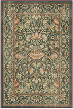 RUGGABLE x Morris & Co Machine Washable Area Rug – Lodden Soft Evergreen & Gold 4x6, Stain-Resistant, Non-Slip – Medium Rugs for Living Room, Bedroom, Hallway, Entryway & Office–with Cushioned Pad
