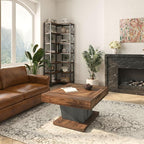 Tribesigns Square Coffee Table, Wood Center Table for Living Room, 31.5" Modern Cocktail Tea Accent Table, Rustic Brown & Black
