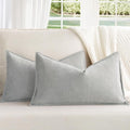 ZWJD Light Gray Pillow Covers 12x20 Set of 2 Chenille Throw Pillow Covers with Elegant Design Soft and Luxurious Decorative Throw Pillows for Couch, Bed, and Home Decor