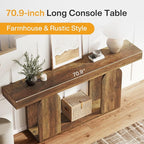 Tribesigns Farmhouse Wood Console Table, 70.9-Inch Entryway Accent Table with U-Shaped Base, 2-Tier Extra Long Sofa Tables for Entrance, Hallway, Living Room (Vintage Brown)