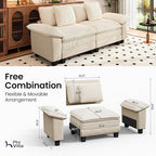 PHI VILLA Cloud Modular Couches Sets, 87.5" Sectional Loveseat Sofa with Upholstered Deep Seat, 2-Seater Comfy Couches for Living Room Bedroom, Chenille Corduroy Dual Fabric, Beige