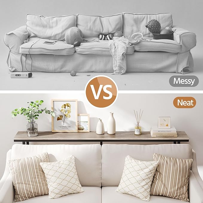 Yaheetech Narrow Console Table with Sturdy Metal Frame, 71 Inch Extra Long Entryway Sofa Table for Behind Couch, Hallway, Living Room, Gray