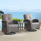 HUMMUH 6-Piece Patio Furniture PE Wicker Outdoor Conversation Set,All-Weather Rattan Swivel Rocker Chairs Outdoor Couch Ottomans for Backyard,Poolside,Deck