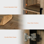 WAMPAT Farmhouse Entertainment Center with Bookshelves, 4-Piece Modular TV Stand with Storage Towers, Glass Doors, Open Shelves, Media Console for Living Room, Home Theater, Brown