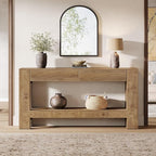 Tribesigns 63" Console Table with 2 Drawers, Farmhouse Entryway Table with Storage Shelf and Sturdy Legs, Wooden Sofa Table for Living Room, Hallway, Entrance (Brown)
