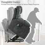 Bonzy Home Power Lift Recliner Chair with Massage and Heating, Lift Chairs Recliner for Elderly, Upholstered Comfy Power Lift Chair with 2 Hidden Cup Holders, Side Pockets, USB Port,Dark Grey