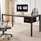 Computer Desk with Drawer, 63 Inch Large Home Office Work Desks, Modern Writing Study PC Desk Gaming Table for Bedroom Home, Stable Thick Metal Legs Frame Support （Rustic Brown）
