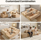 104" Cloud Sectional Couch with Chaise, Boneless L-Shaped Cloud Couch with Deep Seat, Soft Plush Modern Minimalist Sofa, Assembly Free Comfy Sofa for Office Living Room Apartment(Beige, Right Chaise)