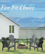 Adirondack Chair Set of 6, All Weather HDPE Fire Pit Chairs, Oversized Plastic Adirondack Chair for Outdoor, Balcony, Deck, Backyard, Patio, Garden, Poolside, Lawn Grey
