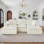 108" Sectional Couches for Living Room Boneless Couch Upholstered Cloud Couch Sectional Modular Sectional Sofa with L Shaped (Chenille-White, 3 Seat+2 Ottoman)