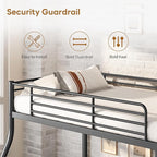 soges Metal Bunk Beds Twin Over Full Size with Ladder & Guardrail, Heavy Duty for Teens & Adults, Space Saving, No Box Spring Needed, Idea for Dorms & Small Rooms, Black