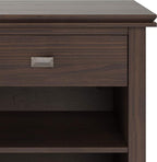 SIMPLIHOME Artisan Bedside Table - 24 inch Wide Solid Wood Nightstand Table in Warm Walnut Brown, Contemporary Bedroom Side or End Table with 1 Drawer, Open Shelf Storage and Bronze Knobs