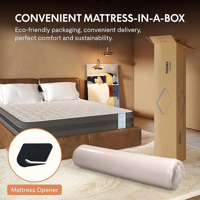 FLEXISPOT 10'' Twin XL Size Cooling Gel Memory Foam Mattress, Viscose from Bamboo, Medium Firm, 10-Year Warranty, Mattress-in-A-Box, Certi-PUR & Oeko-TEX Certified, Washable, Fire-Resistant.