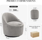 360° Swivel Accent Chair, Mid-Century Modern Chair with Hidden Storge, Small Swivel Chair with Arms for Living Room/Office-Light Grey