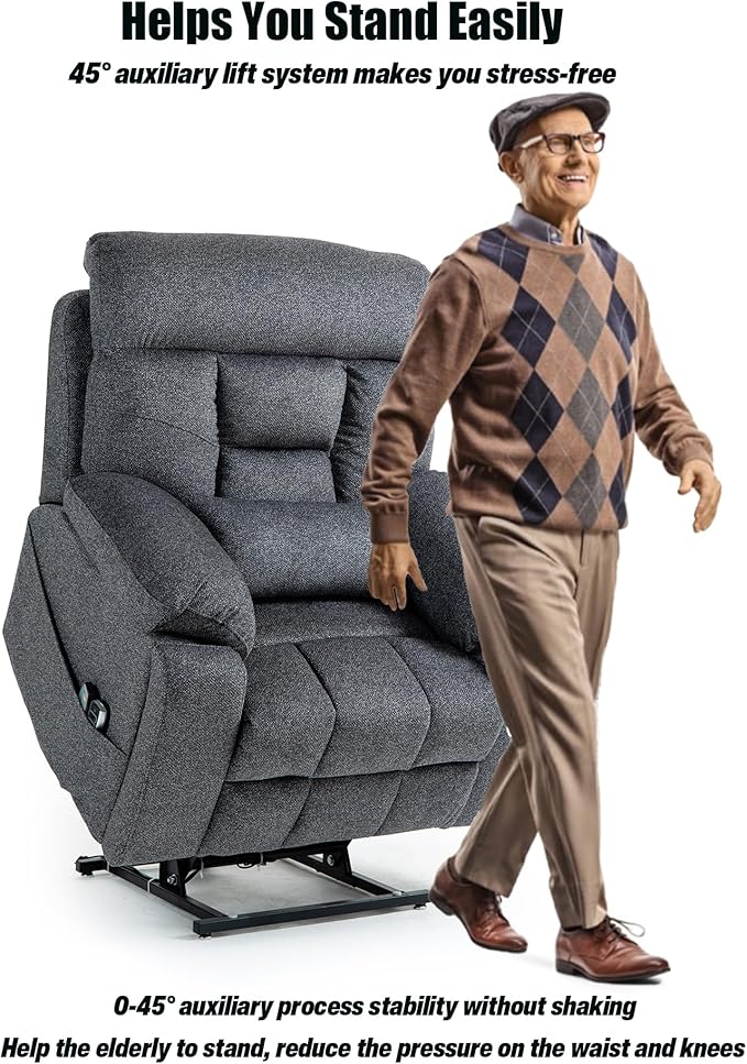Oversized Lazy Boy Recliner Chair, 4 Motor Recliner with Power Headrest and Lumbar, Nursing Lift Chair with Vibrating Massage and Heated Seat