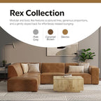 SIMPLIHOME Rex Left Corner Sectional Modular Sofa and Ottoman Set in Full-Grain Genuine Leather, Sienna, 116-inch-wide L-Shaped Leather Sofa and Matching 34-inch-Wide Table Ottoman for Living Room