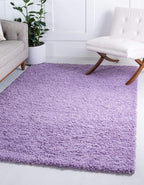 Unique Loom Solid Shag Collection Area Rug (6' 1" x 9' Rectangle, Lilac)