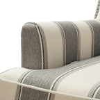 HULALA HOME Modern Accent Chairs Set of 2, Farmhouse High Back Striped Chairs with Wooden Legs & Nail Head Trim, Comfy Upholstered Armchairs for Living Room/Bedroom (Stripe Grey)