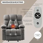 Oversized Power Lift Recliner Chair for Elderly, Big and Tall Lift Chair with Massage and Heat for Living Room, Fabric Electric Recliner Chairs with 4 Side Pockets, USB Charge Port,Grey