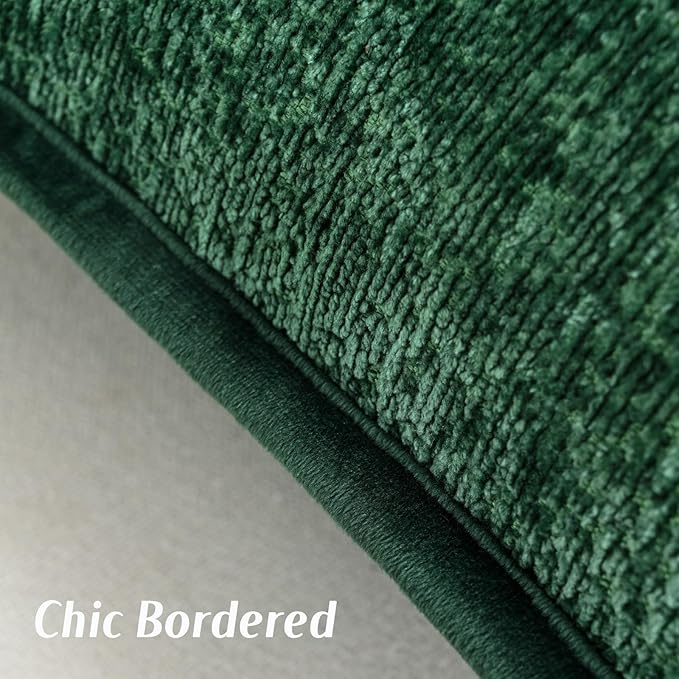 FUTEI Christmas Dark Green Chenille Throw Pillow Covers 24x24 Inch Set of 2,Soft Cozy Bound Edge Design European Cushion Cover,Home Decor for Couch Bed Living Room