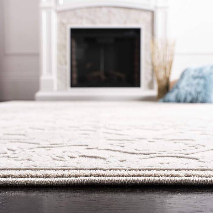 SAFAVIEH Reflection Collection Area Rug - 6'7" Round, Cream & Ivory, Non-Shedding & Easy Cleaning, Ideal for Living Room, Bedroom (RFT665D)