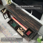 OKD Fireplace TV Stand for 80 Inch TV, Farmhouse Entertainment Center with 42" Fireplace & LED Lights, Modern Media Console Table with Storage Drawers & Cabinets for Living Room, Dark Rustic Oak