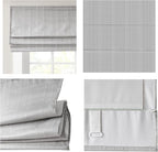 Madison Park Galen Cordless Roman Shade, 29"W x 64"H, Sheen Grey – Room Darkening, Thermal Insulated, Energy Efficient Window Blind with Subtle Sheen Basketweave Fabric for Privacy