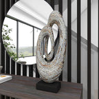 Deco 79 Mother of Pearl Shell Abstract Decorative Sculpture Swirl Home Decor Statue with Black Base, Accent Figurine 12" x 5" x 29", Gray