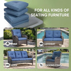 Outdoor Chair Cushion Set, 25 x 22 Deep Seat Cushion, Patio Chair Cushions for Outdoor, Include 1 Seat Cushion and 1 Back Cushion, Blue